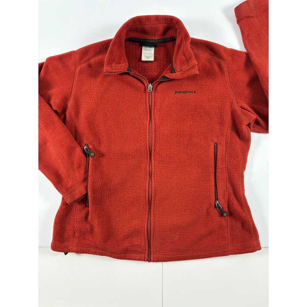 Vintage Patagonia Full Zip Fleece Jacket Orange Women M Gorpcore Granola Grandpa